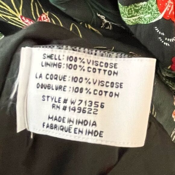 Walter Baker Wanita Rain Forest Green Floral Puff Sleeve Midi Dress Size XL NWT - Picture 10 of 12